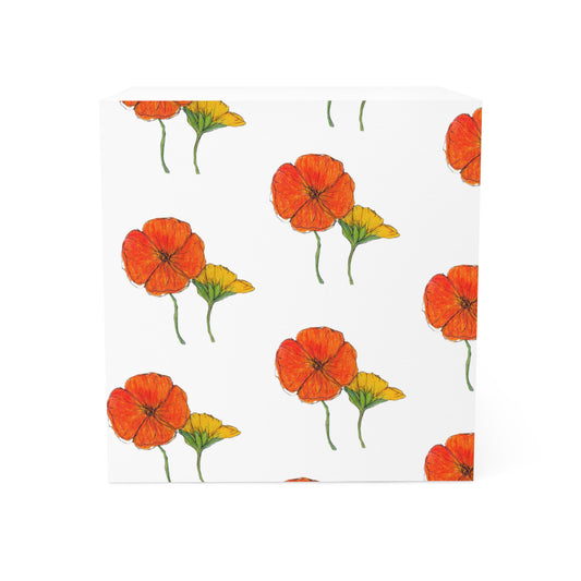 Flower Pattern Note Cube — Floral Sticky Note Memo Block